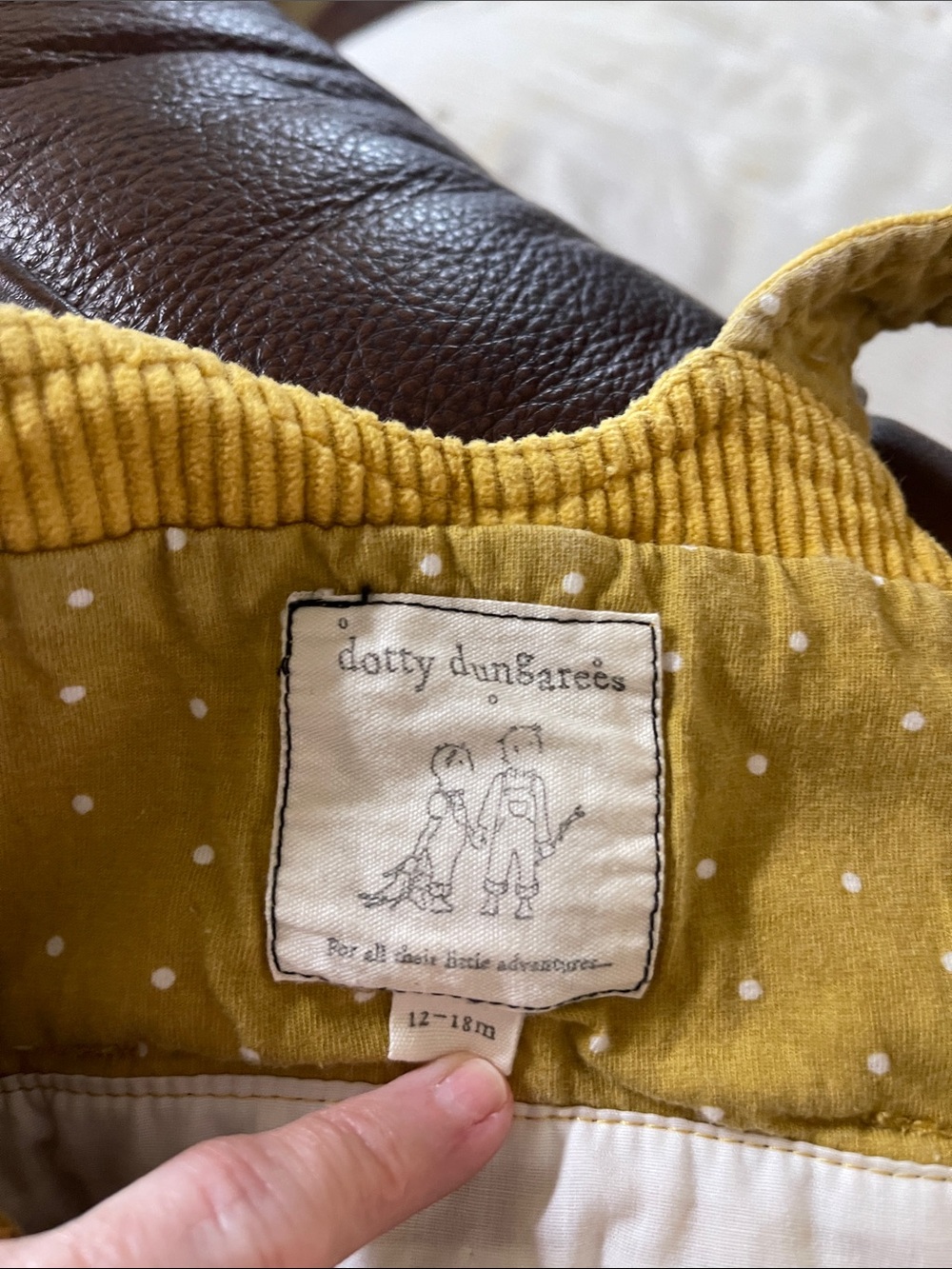 Girls' Dotty Dungarees Yellow Corduroy Pinafore Skirt - Picture 3 of 6